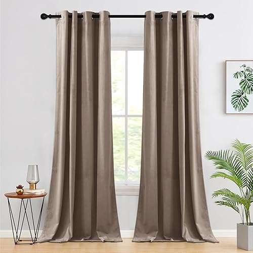 Miniatura 91 de RYB HOME Juego de 2 paneles de cortinas de terciopelo malva, cortinas y cortinas para oscurecer la habitación, con aislamiento térmico, decoración