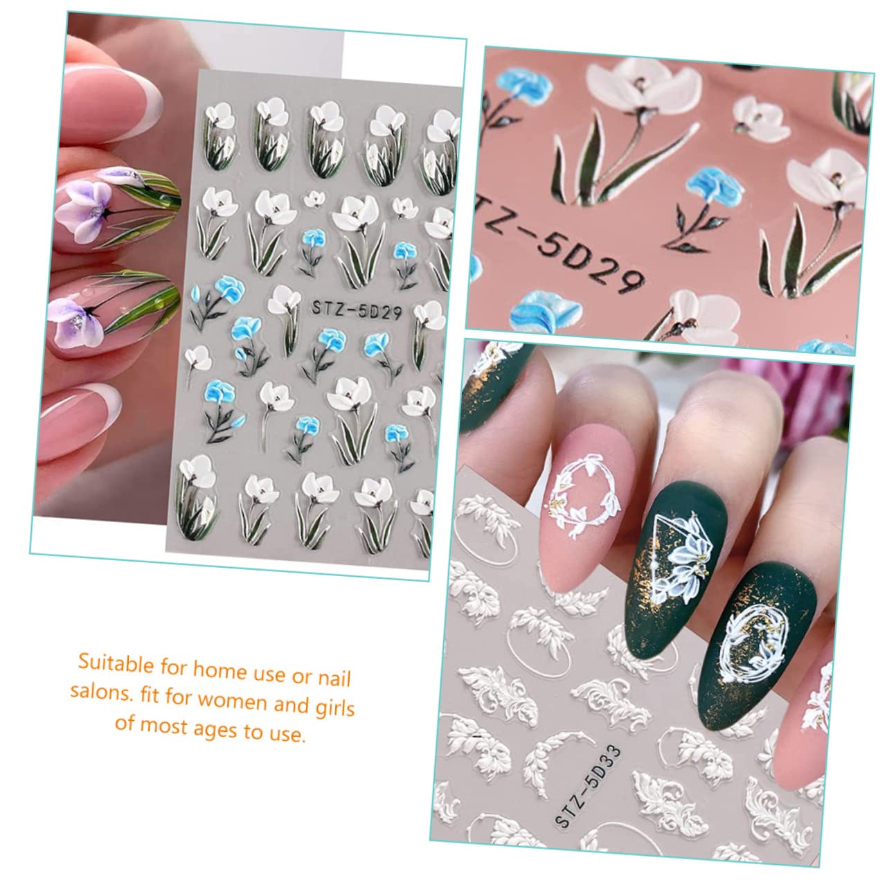 minkissy 30 Fogli Adesivi Floreali Per Unghie Di Arte Del Chiodo Nail Design Kit Diffusore Calcomanias Para Uñas Autoadesivo Di Arte Del Chiodo Decalcomania Del Chiodo Adesivi Fiore