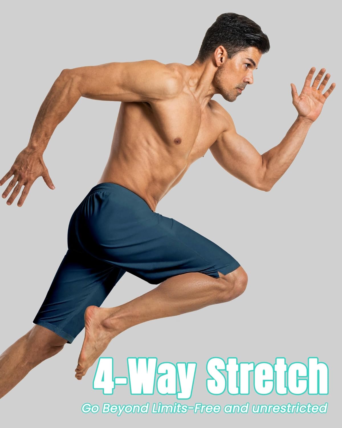 Men Swim Trunks with Compression 9 Inches Breathable Liner Quick Dry Zipper Pockets for Board Beach Gym Running - Image 3