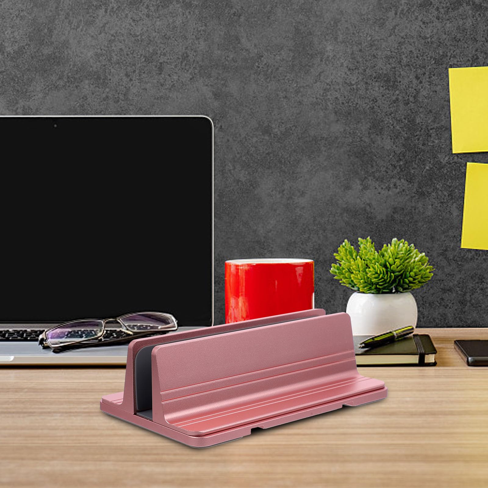 CALLARON Supporto Verticale per Laptop in Alluminio, Base per Tablet Multifunzionale Rosa, Porta Laptop da Scrivania per Casa e Ufficio