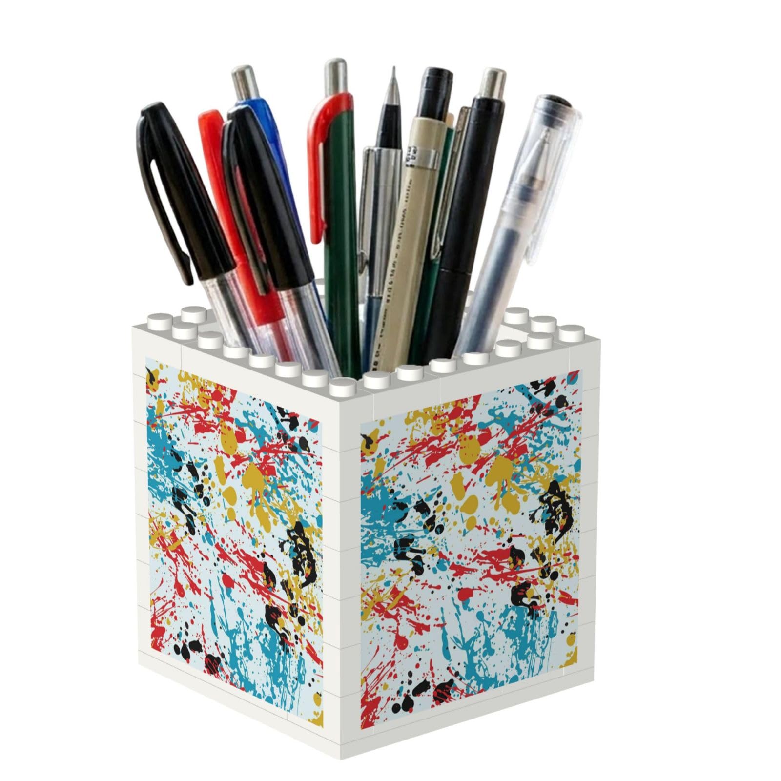 Poadnly Ink Splashes Abstract Pattern, Pen Pot Pencil Holder for Office Home School, Compact Desk Organiser for Office Stationery