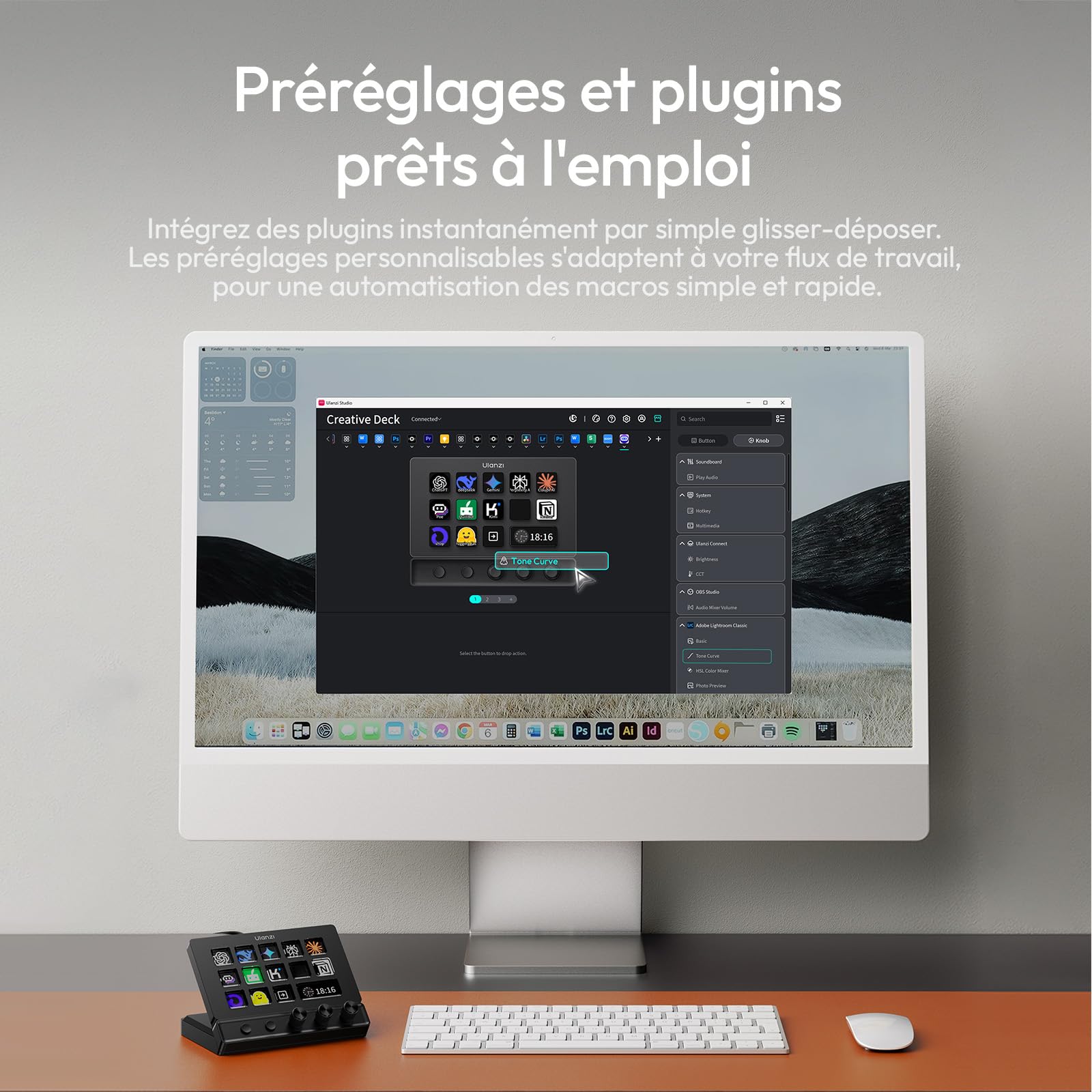ULANZI D200X Stream Controller avec 14 Touches LCD Personnalisables, Clavier Macro Programmable à 3 Boutons Rotatifs, Deck Contrôleur avec 8-en-1 USB-C Hub 4K HDMI, YouTube, Twitch, Mac/PC