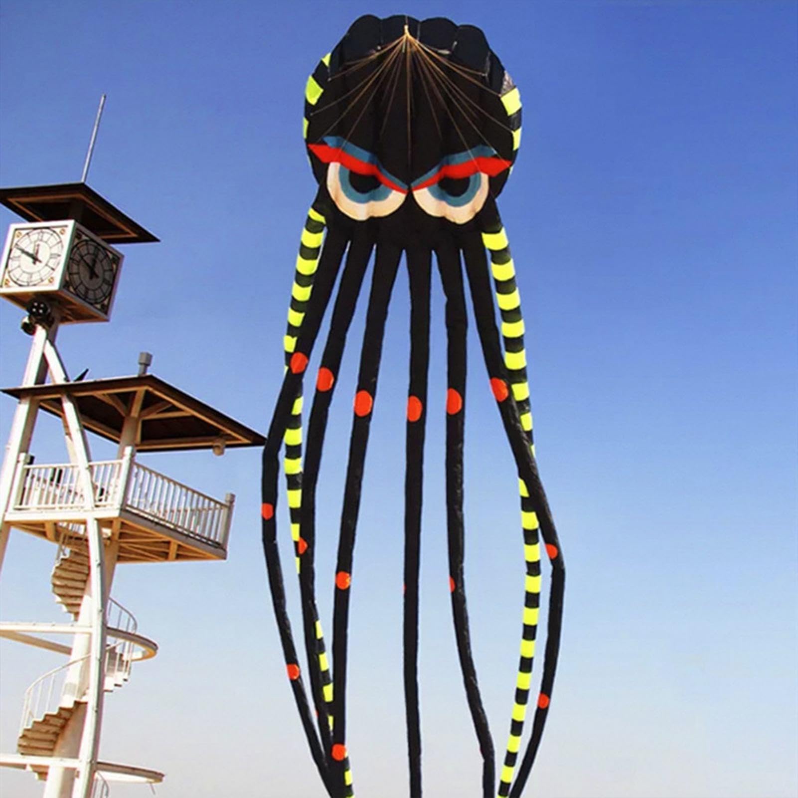 Cometa de Playa Pulpo, Juguete de Viento de 7,9 m, Accesorio para Adultos, Entretenimiento de Vacaciones, Gran Cometa, Actividad al aire libre, Accesorio de Playa