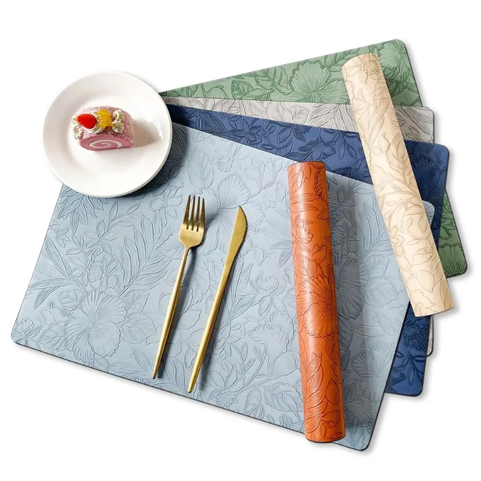 Décoration de Table, Sets de Table, Set de Table de Cuisine en Cuir (Lot de 2) Double Face, antidérapant, Isolant Thermique et créatif.