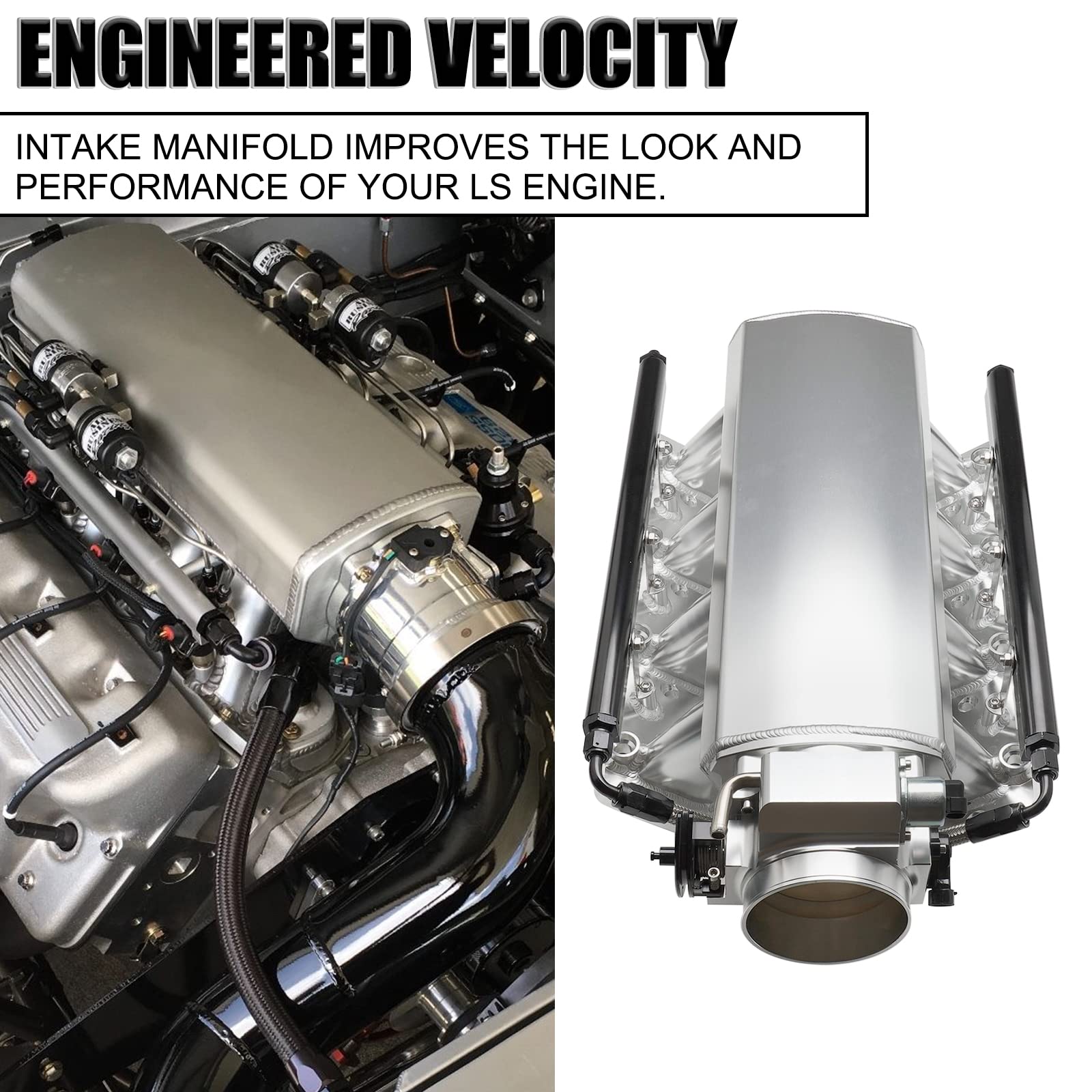 TEMSONE 92MM Intake Manifold Sheet Metal Fabricated EFI with Fuel Rails