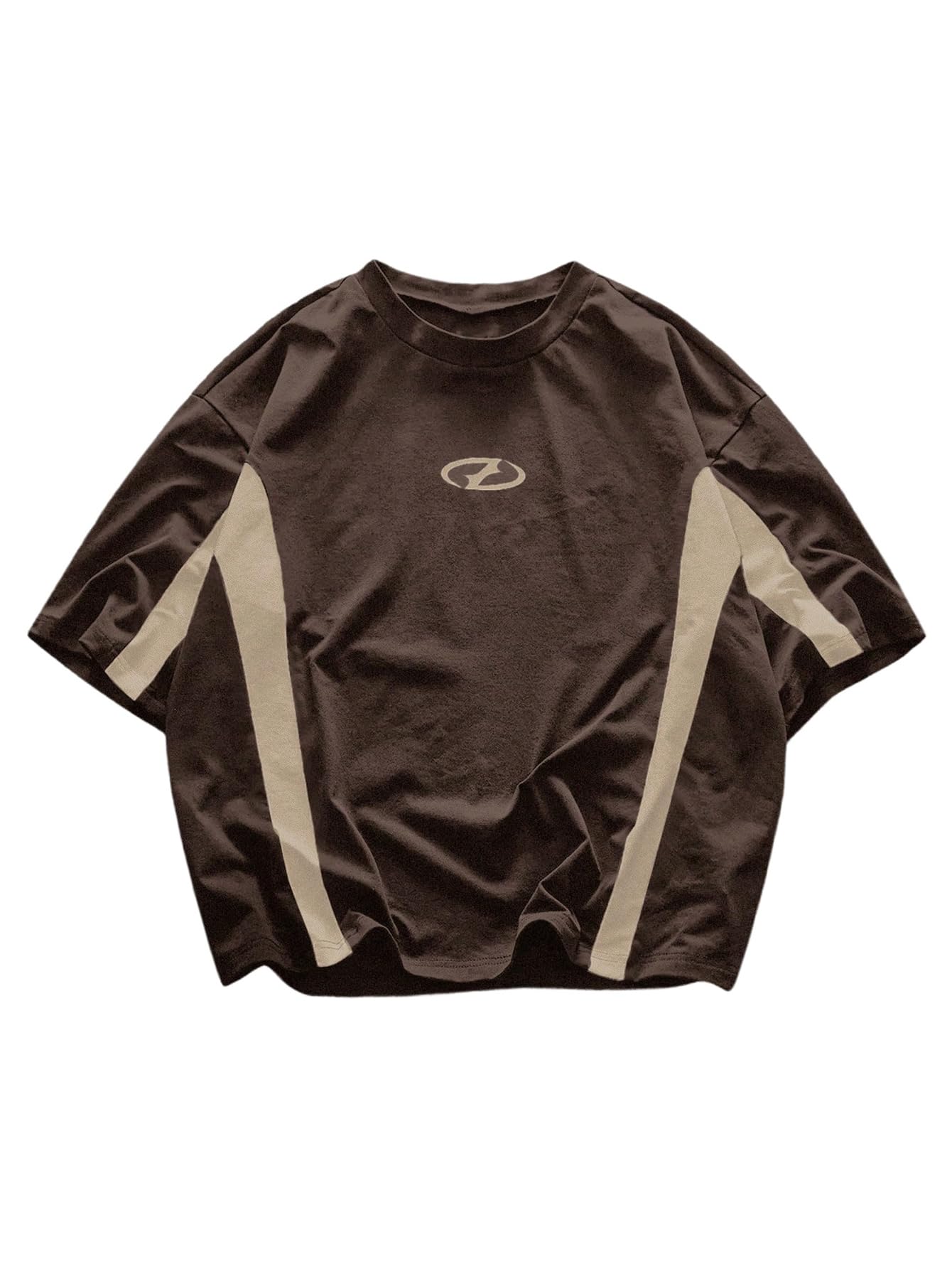 Men's Side Striped Graphic Tees Crew Neck Short Sleeve T Shirts Casual Streetwear Tops