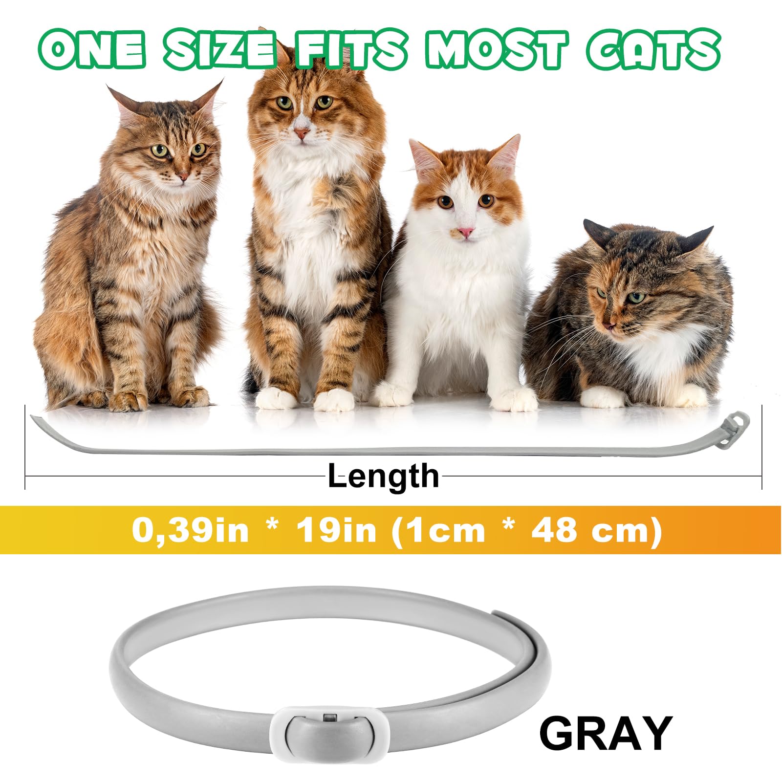 Collar Antiparasitario Gatos páquete de 4 – Collar Antipulgas Gatos Ajustable e Impermeable – 24 Meses de Protección – Collars Gato Antiparasitario Seguro y Cómodo (Gris, 4 Piezas)