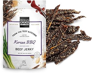People’s Choice Beef Jerky – Test Kitchen – Korean BBQ – Sweet & Savory Flavor – 9g Protein – Made in USA – 1 Pound (16 oz) Bag