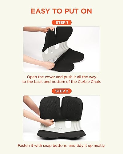 Miniatura 5 de curble Funda Adulto Funda desmontable para silla de adulto, soporte ergonómico para respaldo de silla y soporte lumbar (negro)