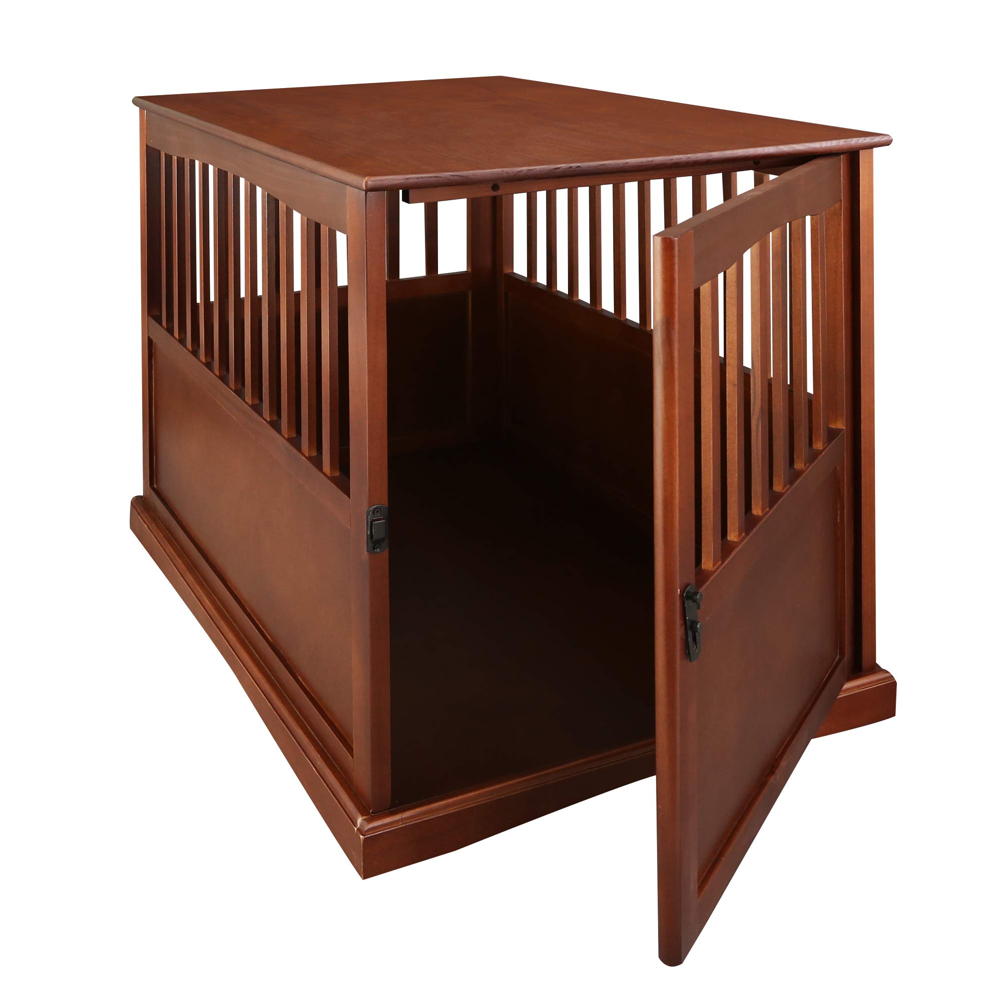 Casual Home Wooden Large Pet Crate, End Table, Walnut