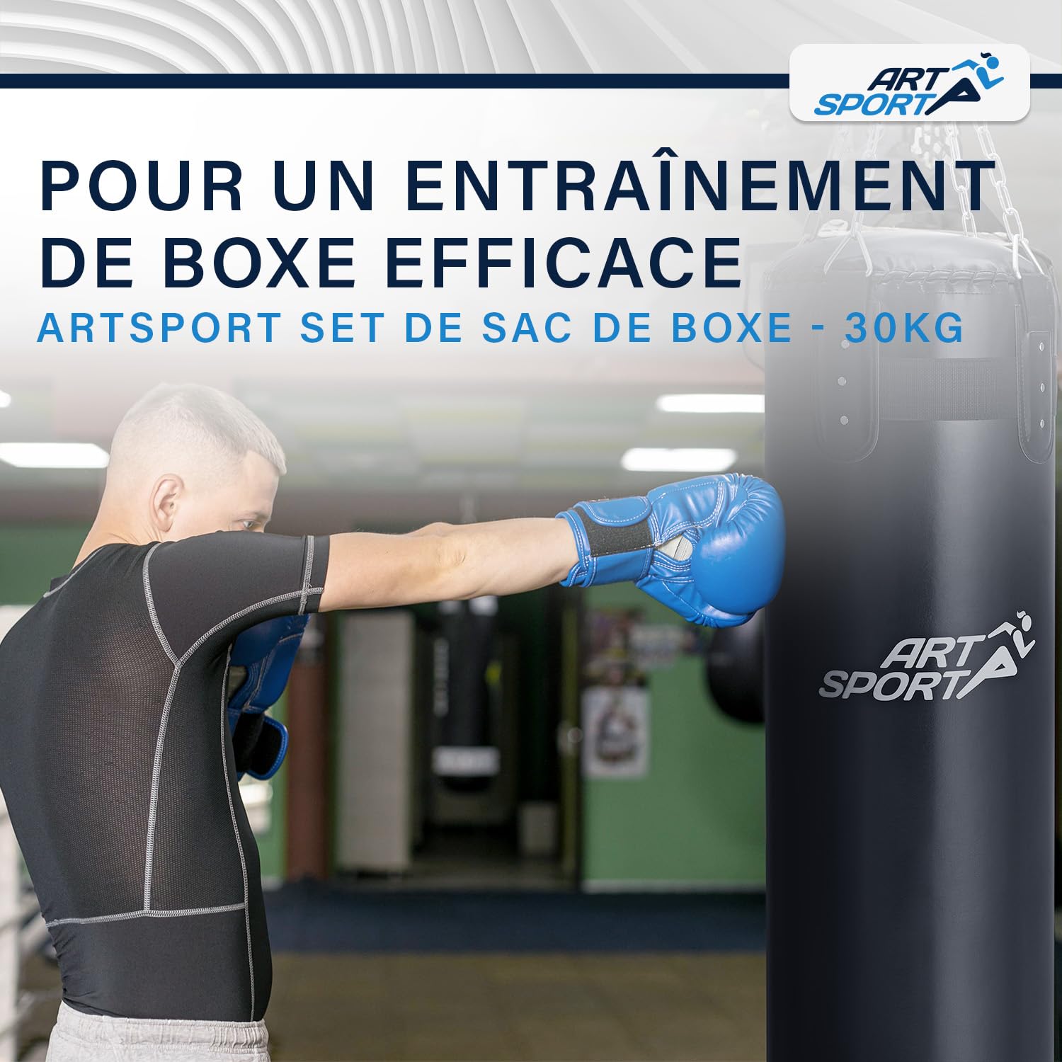 ArtSport Sac de Boxe avec Chaîne en Acier & Pivot - Sac de Frappe Suspendu pour Boxe & Kickboxing