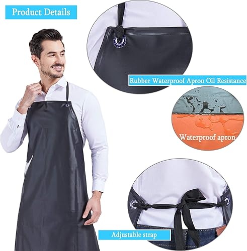 Miniatura 5 de Nanxson Rubber Waterproof Apron Oil Resistance Protective Work Apron for Cleaning Factory Butcher Dog Grooming CF3056