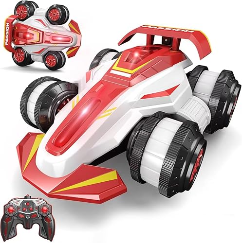 Vista 10 de Coche de control remoto mejorado 360° Spins RC Car 2 en 1 antigravedad RC Racer Wheelie Drift Stunt Car con luces y música, regalos de cumpleaños