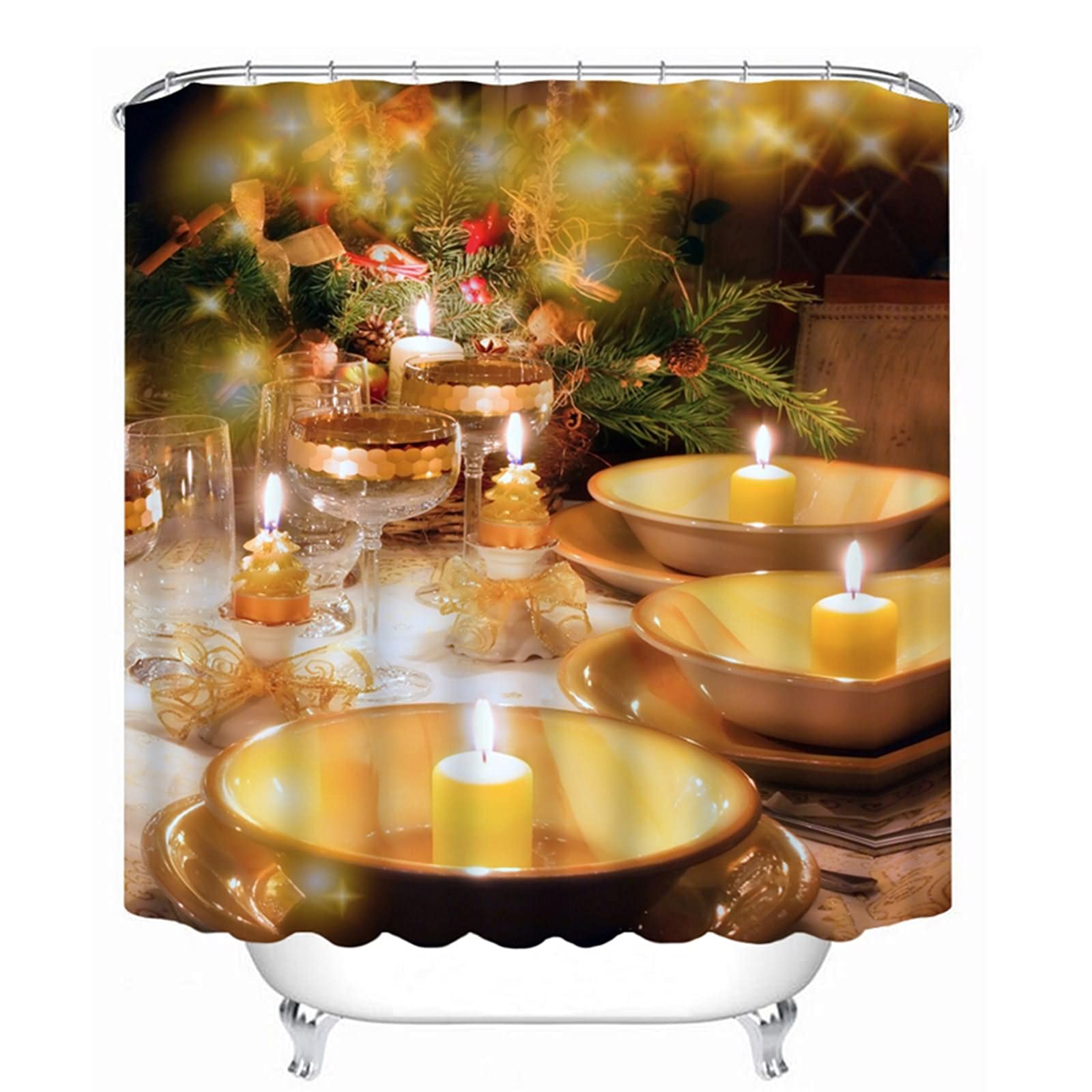Rideau de douche japonais 200x180 cm grand format à motif champagne