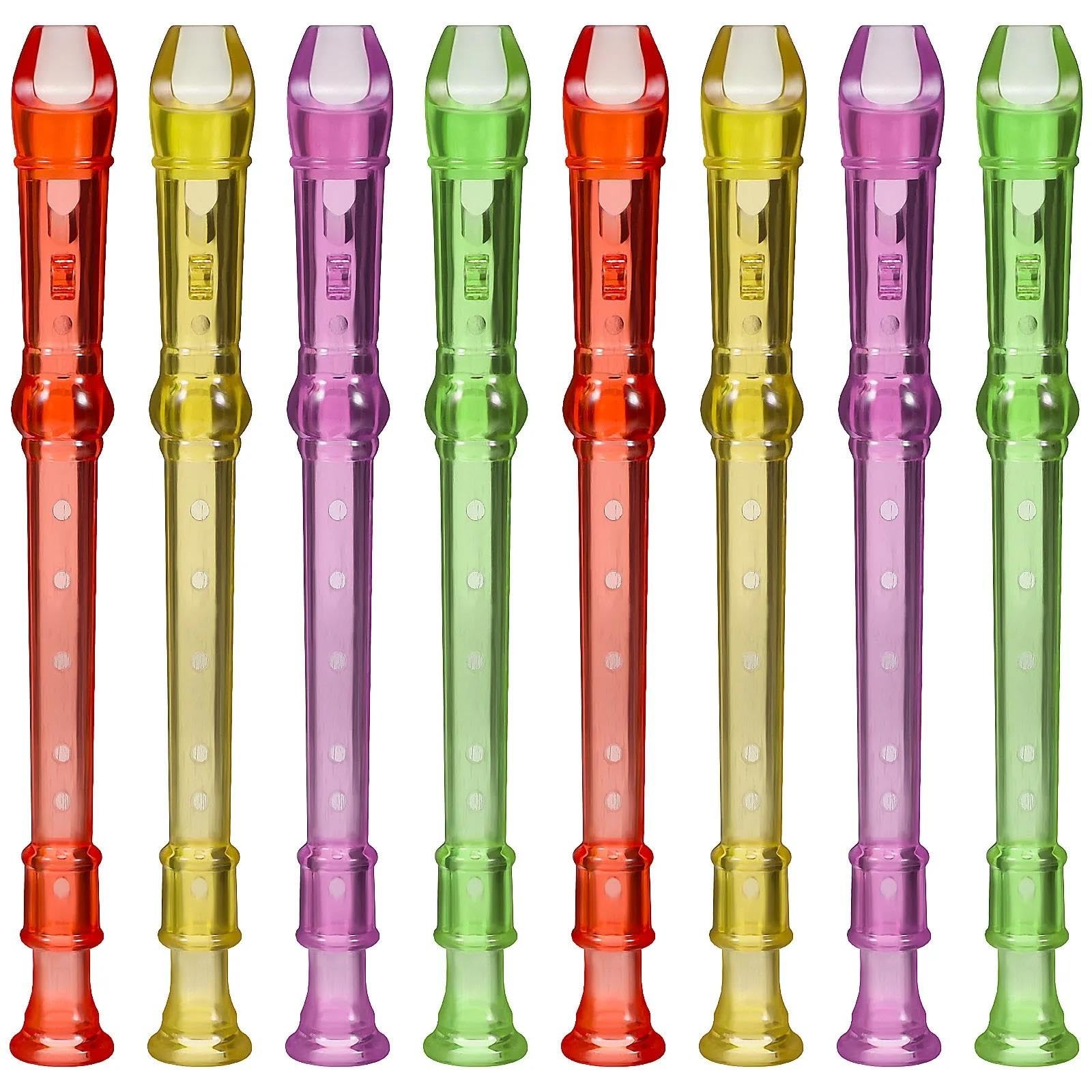 Flet Prosty 8 Sztuk 6 Otworowy Przezroczysty Plastik Mały Klarnet Mini Flet Instrument Muzyczny Edukacyjny Początkujący
