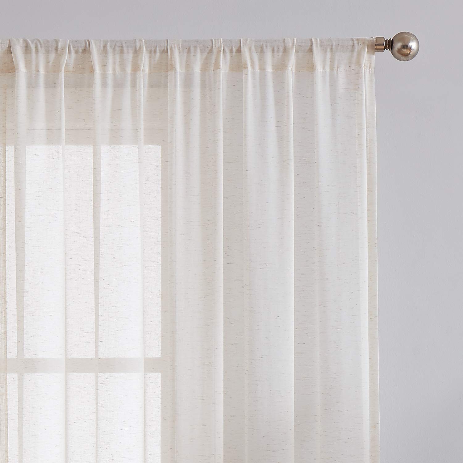 FMFUNCTEX Tende trasparenti naturali per porte scorrevoli, in misto lino e lino, 274,3 cm, pannello per finestre da patio, 2,7 m, 1 pannello, 254 cm di larghezza
