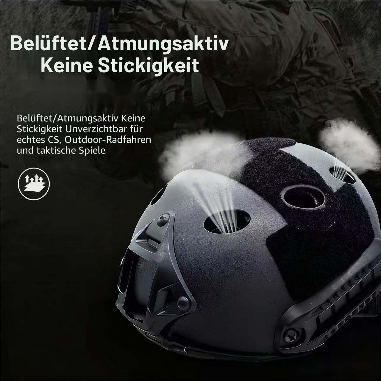 Taktischer Airsoft Paintball Schnellhelm + Helmüberzug, PJ Typ Taktische Multifunktionale Schutz NVG Mount, Für Outdoor-Sport Jagd Schießen (schwarz)