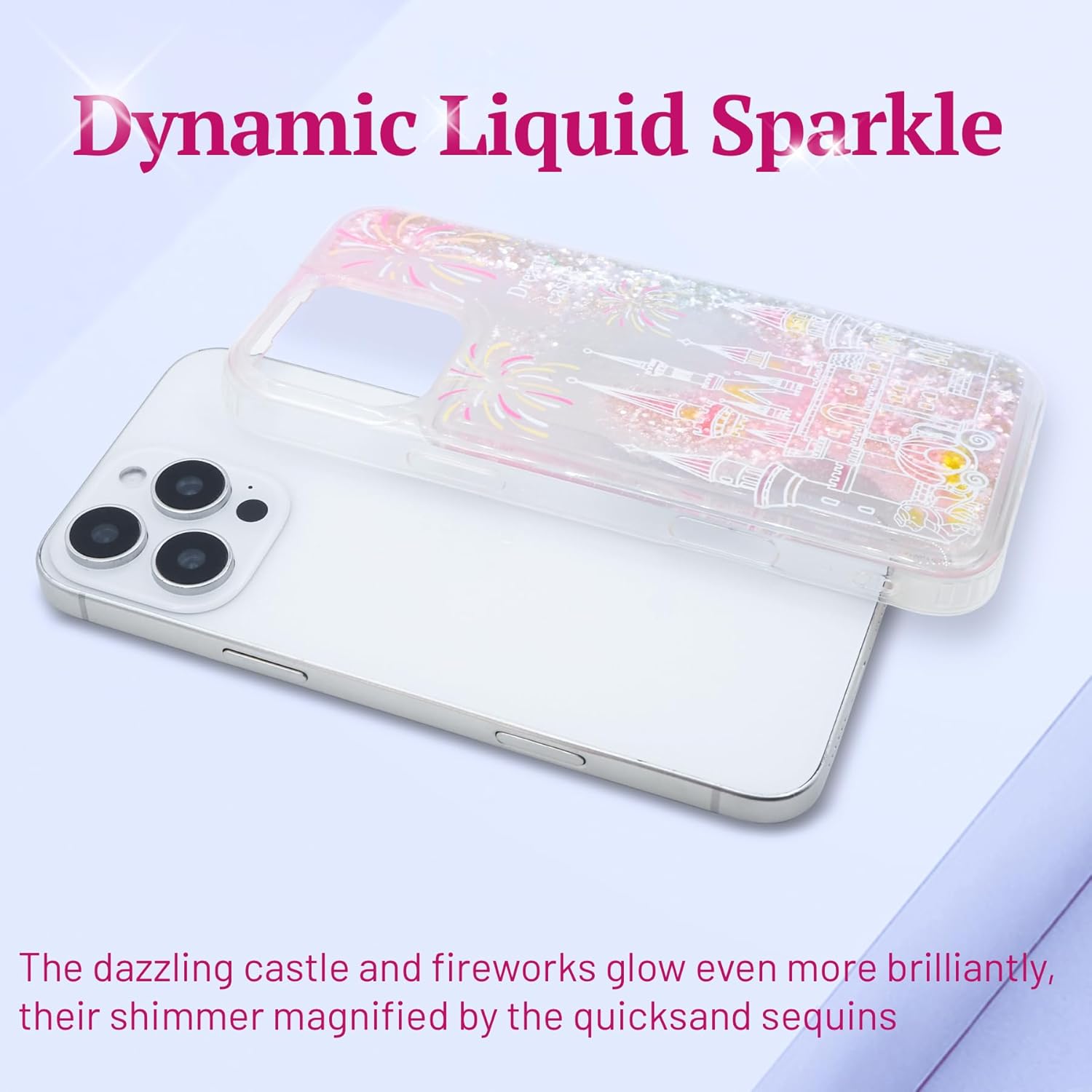 MrARTIST for iPhone 14 Pro Case - for Women Girls Cute Girly Kawaii Aesthetic Liquid Quicksand Sparkle Glitter Bling Shiny Sparkly Unique Design Funda Phone Cover for Apple 14Pro - Image 6