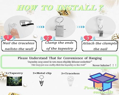 Miniatura 4 de QGHOT Tapiz de selva, tapiz tropical para colgar en la pared, diseño de plantas verdes, bosque de fantasía, tapiz de pared para dormitorio,