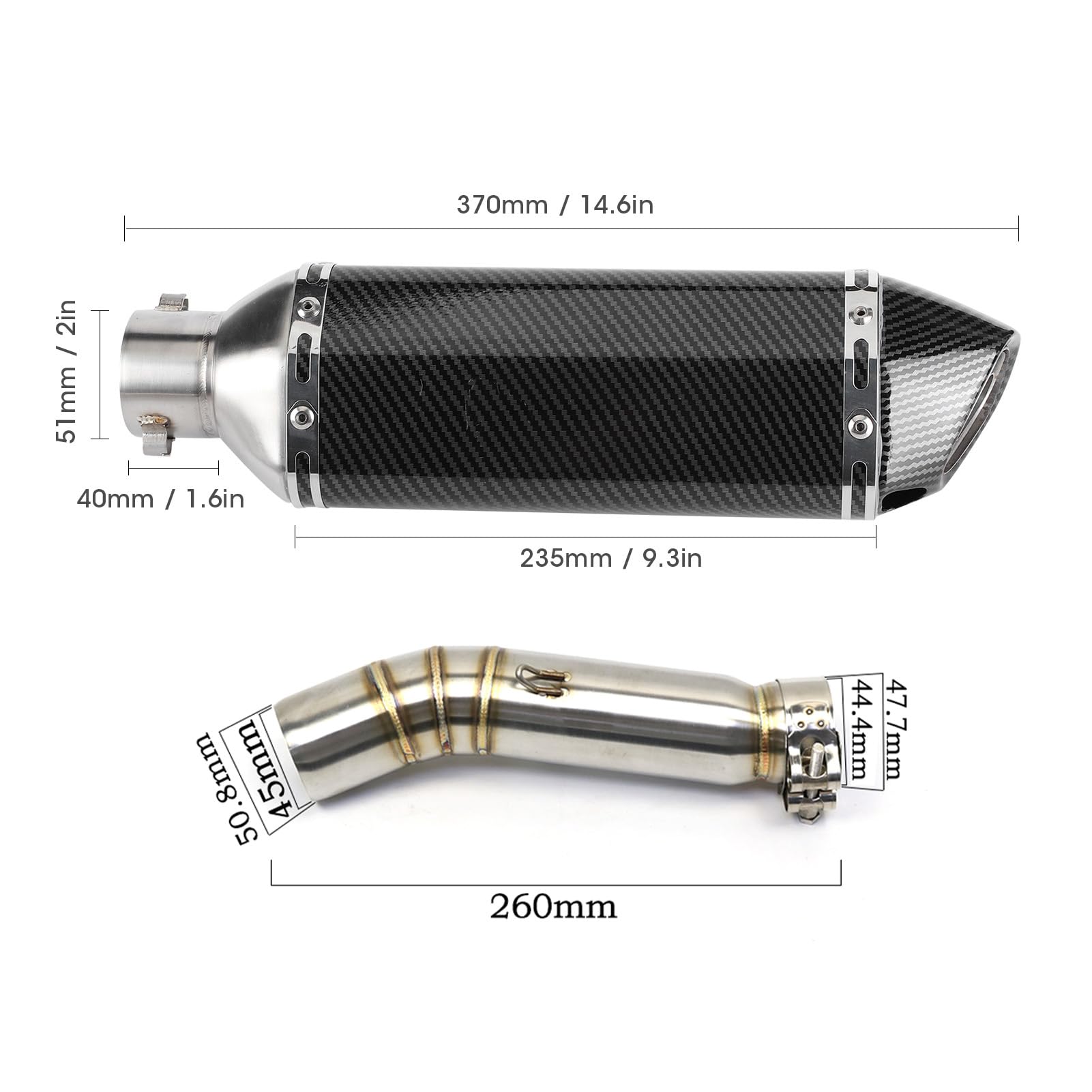 Aramox de Escape Estilo Fibra de Carbono, Silenciador Deslizante con Tubo Central DB Killer para CBR500R CB500F CB500X 2013-2015