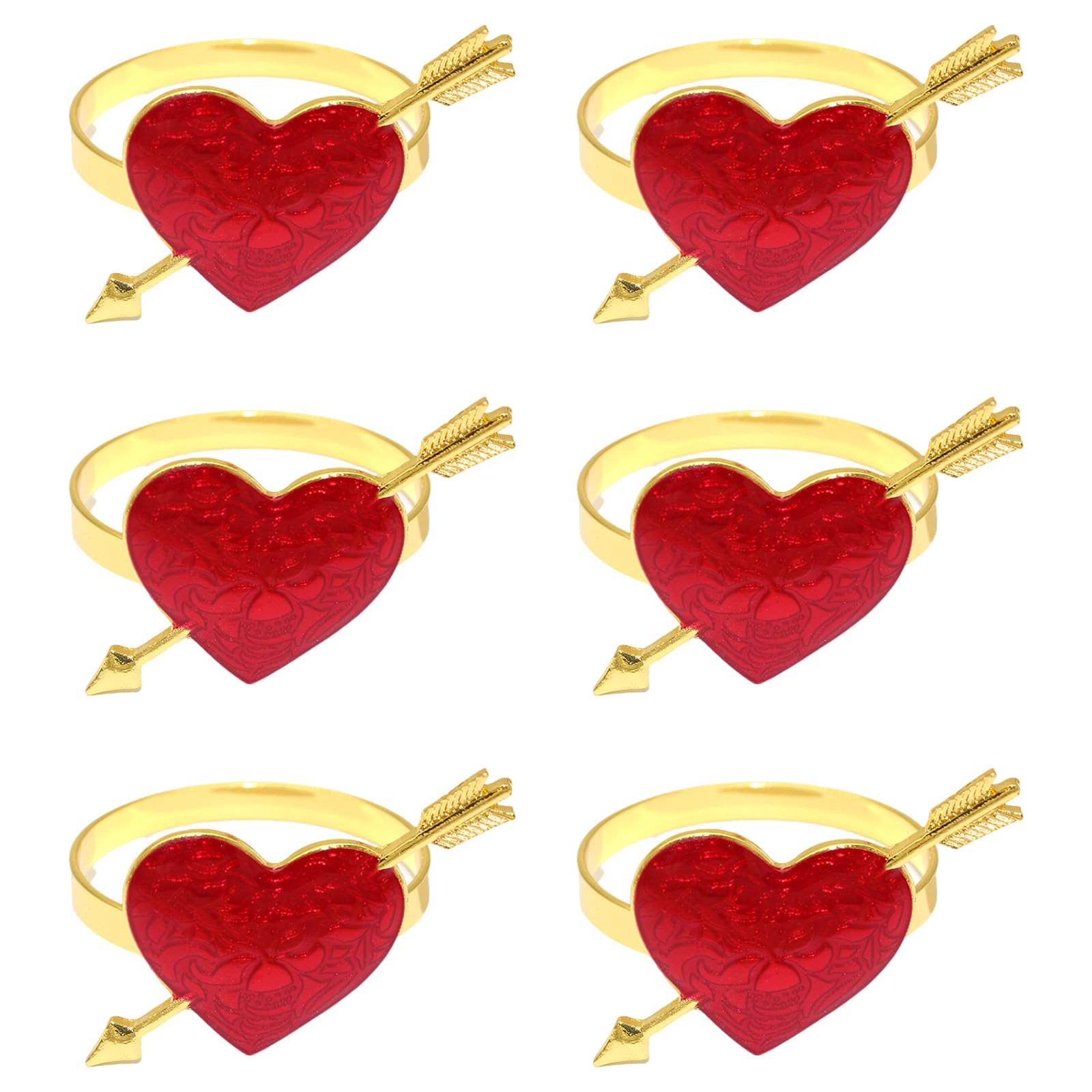 LUCKGONI Pack Of 6 lovely Themed Napkin Holders Valentine's Day Metal Napkin Rings Elegant Metal Tableware For Special Dates