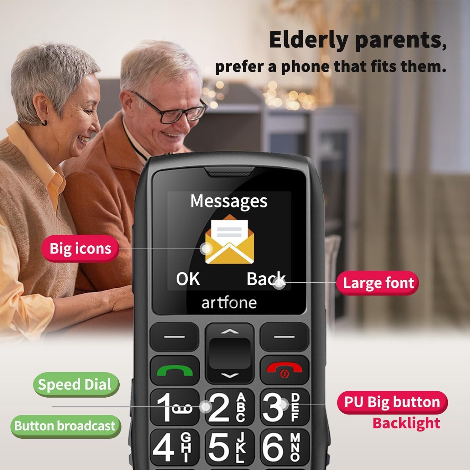 C1+4G Pro Black - Big Buttons Cell Phone for Seniors丨Basic Phone with SOS Button丨Charging Station丨1800mAh丨Loud Speaker丨Talking Clock丨Speed Dial丨Hands-free丨Large Font丨Unlocked Phones丨FM Radio