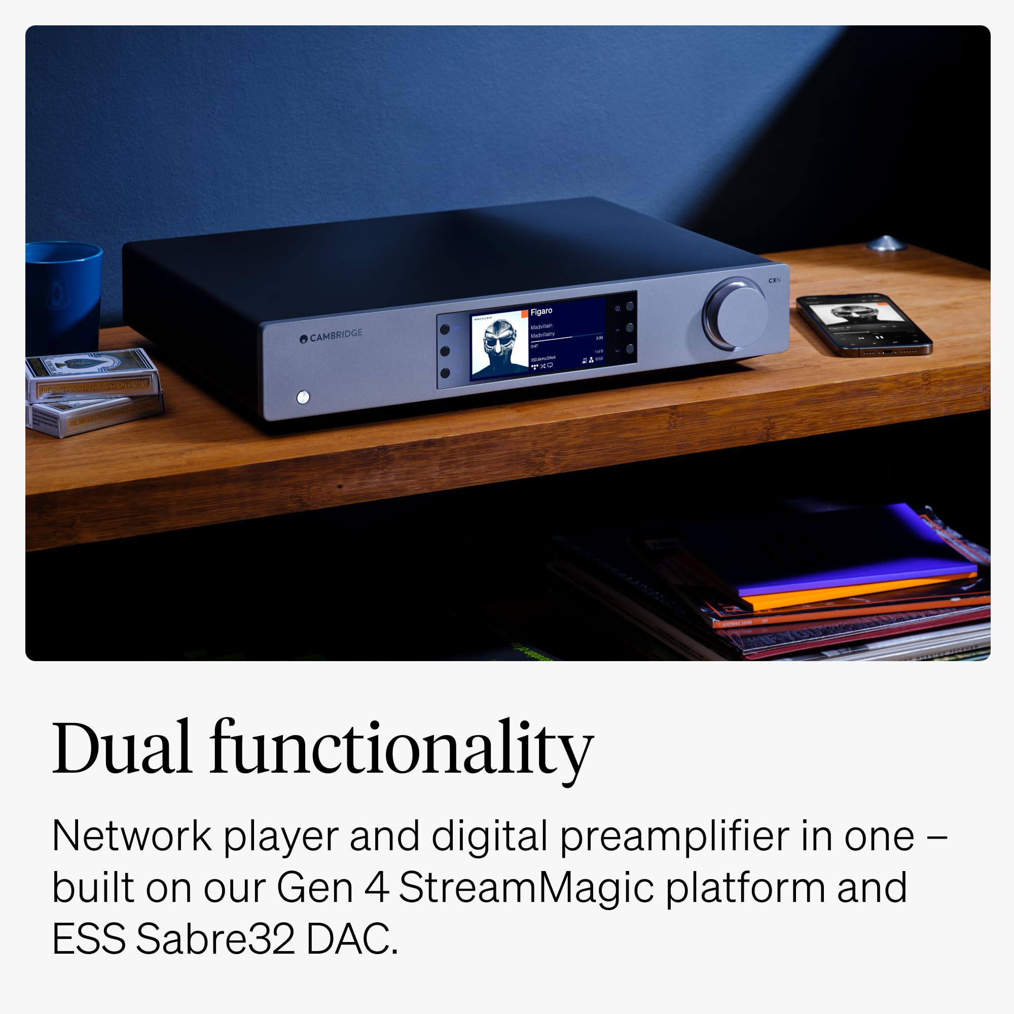 Cambridge Audio CXN100 SE – Hochauflösender WLAN-Netzwerk-Audio-Player & Streamer mit StreamMagic Gen 4, Chromecast Built-in, AirPlay 2, HDMI eARC, Bluetooth aptX HD, Sabre Reference DAC – Lunar Grey