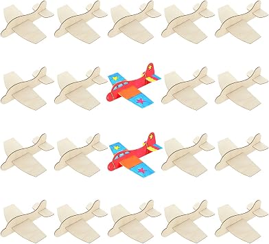 DAJAVE 20 Pack Wooden Model Airplanes, DIY Balsa Wood Airplane Kit, Wooden Plane for Birthday Party & Carnival