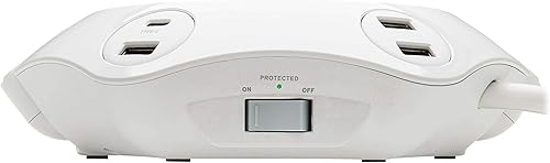 Miniatura 8 de Tripp Lite Protector contra sobretensiones de conferencia, 4 tomacorrientes NEMA 5-15R, USB-C y 3 puertos USB-A, cable de 8 pies (TLP48USBCUFO)