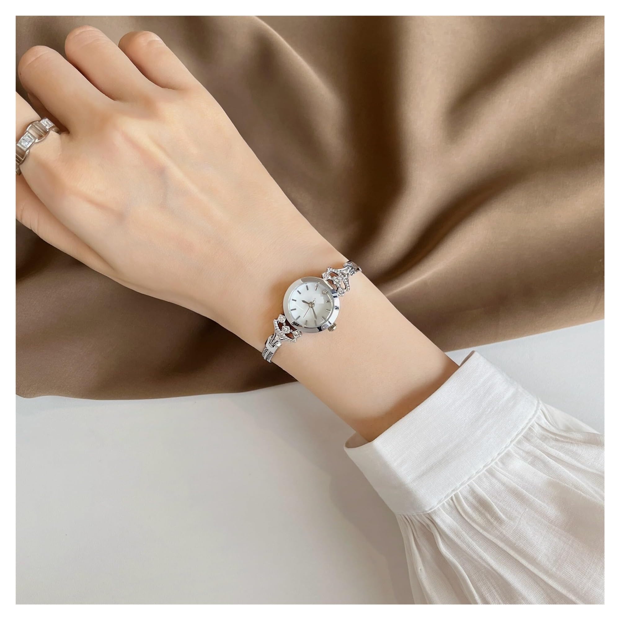 Orologio da polso da donna, rotondo, semplice, lussuoso, con strass, al quarzo, impermeabile, alla moda