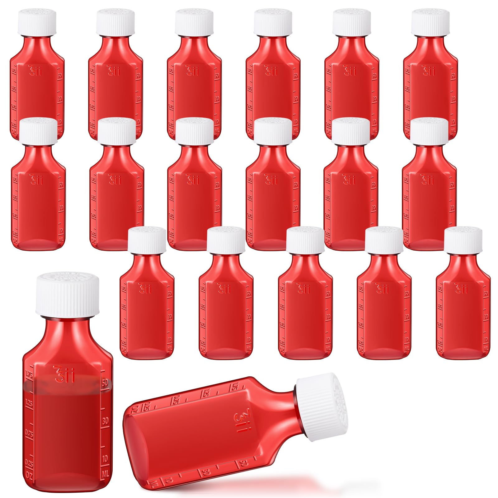 Reallnaive 20 Pcs 2 oz Liquid Medicine Bottles with Caps, Amber
