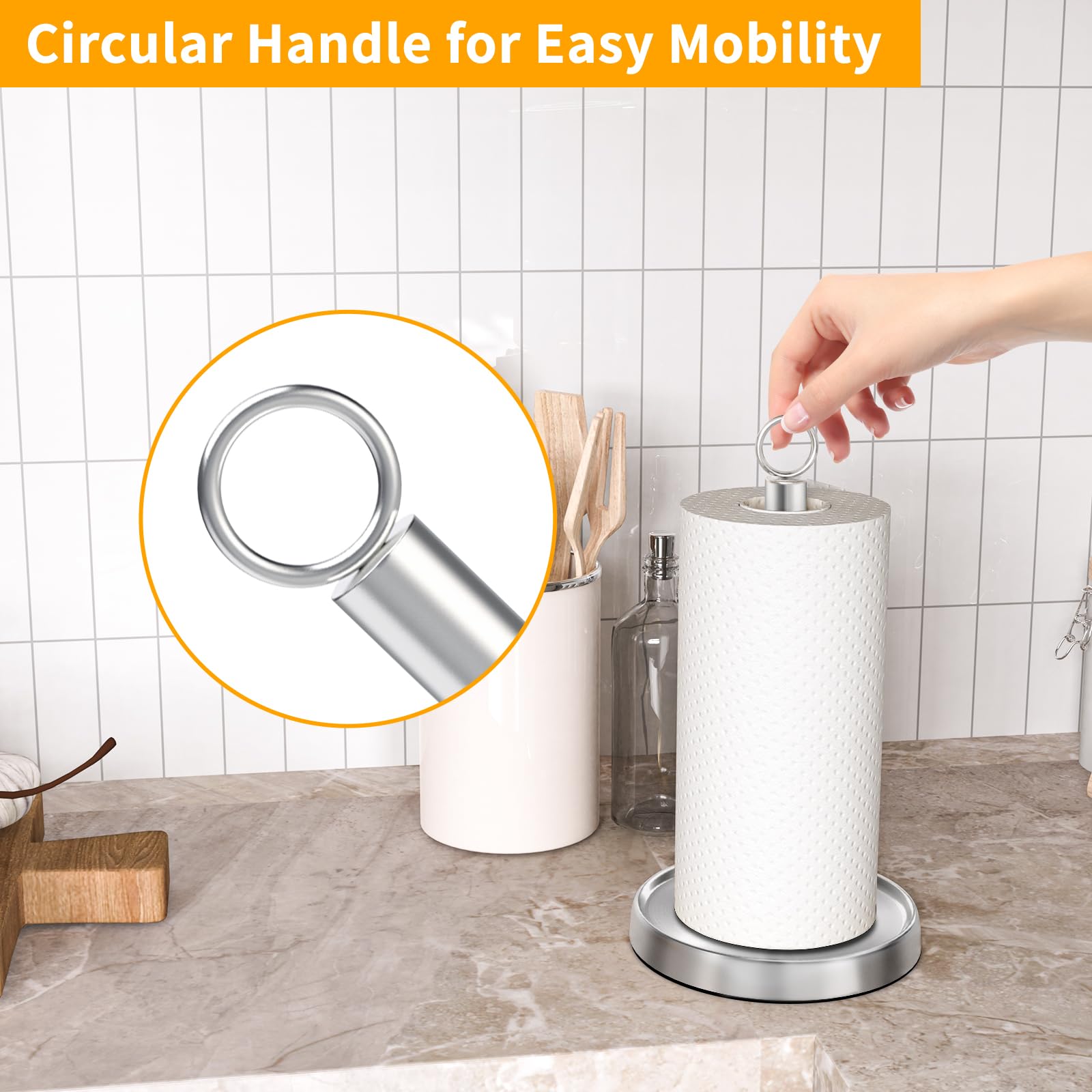 Paroto Silver Paper Towel Holder - Modern Kitchen Storage -2