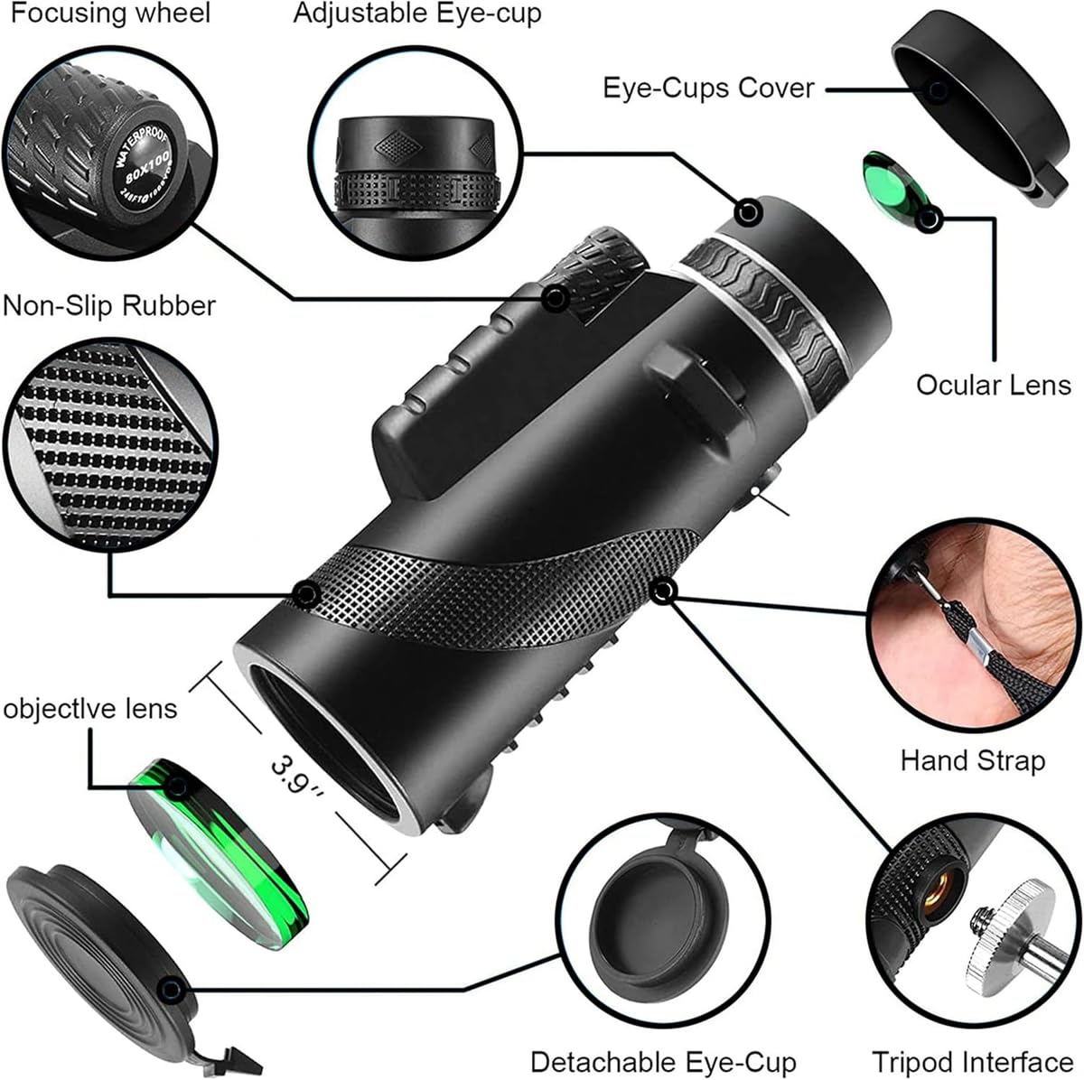 特撮 MISHKA/BADTEETHCOMICS LESTANG NICOLAS BezosMax 80x100 HD Monocular Telescope with Smartphone Adapter
