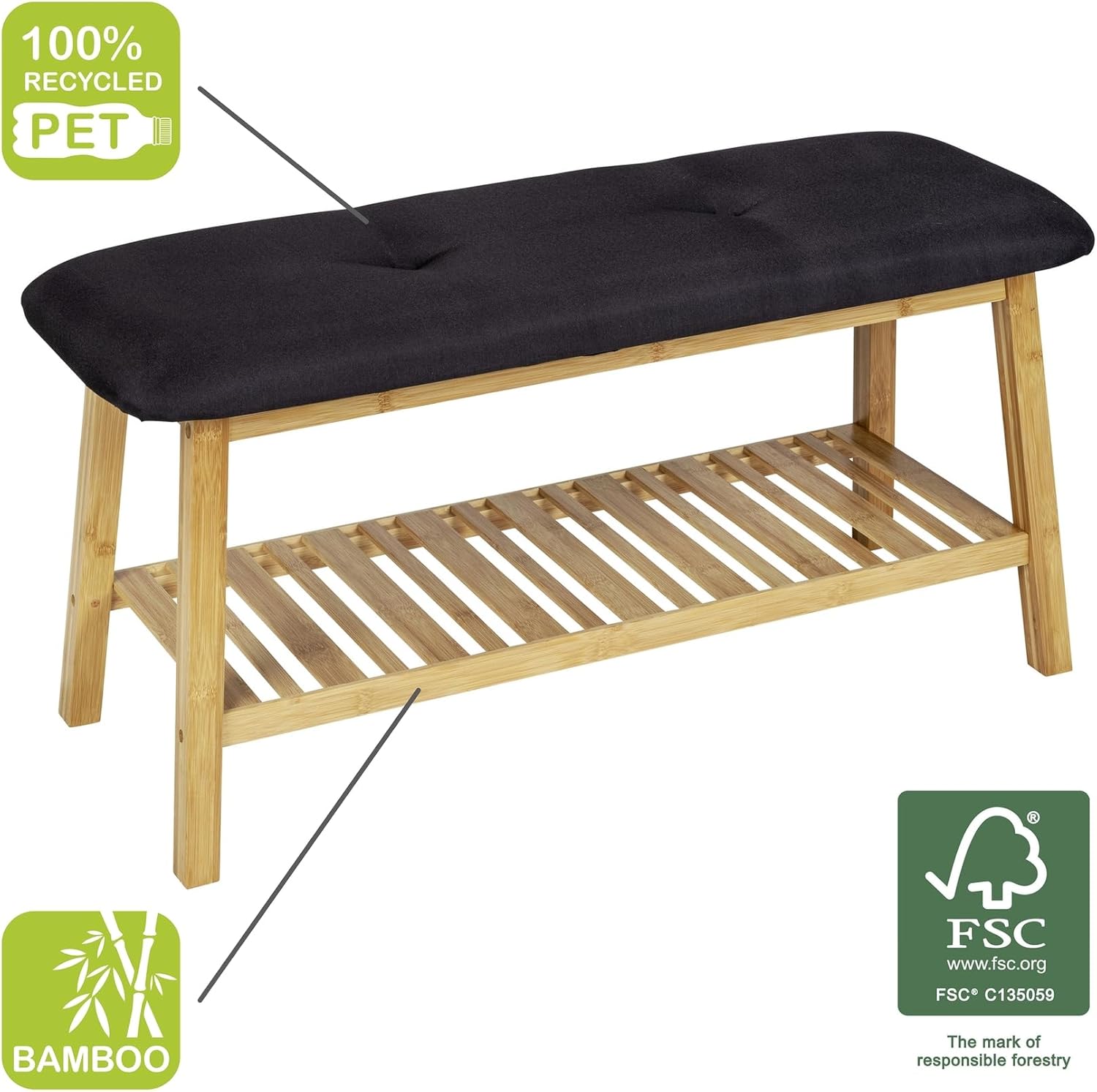 WENKO Ecori Bamboo Bench in use with shoes