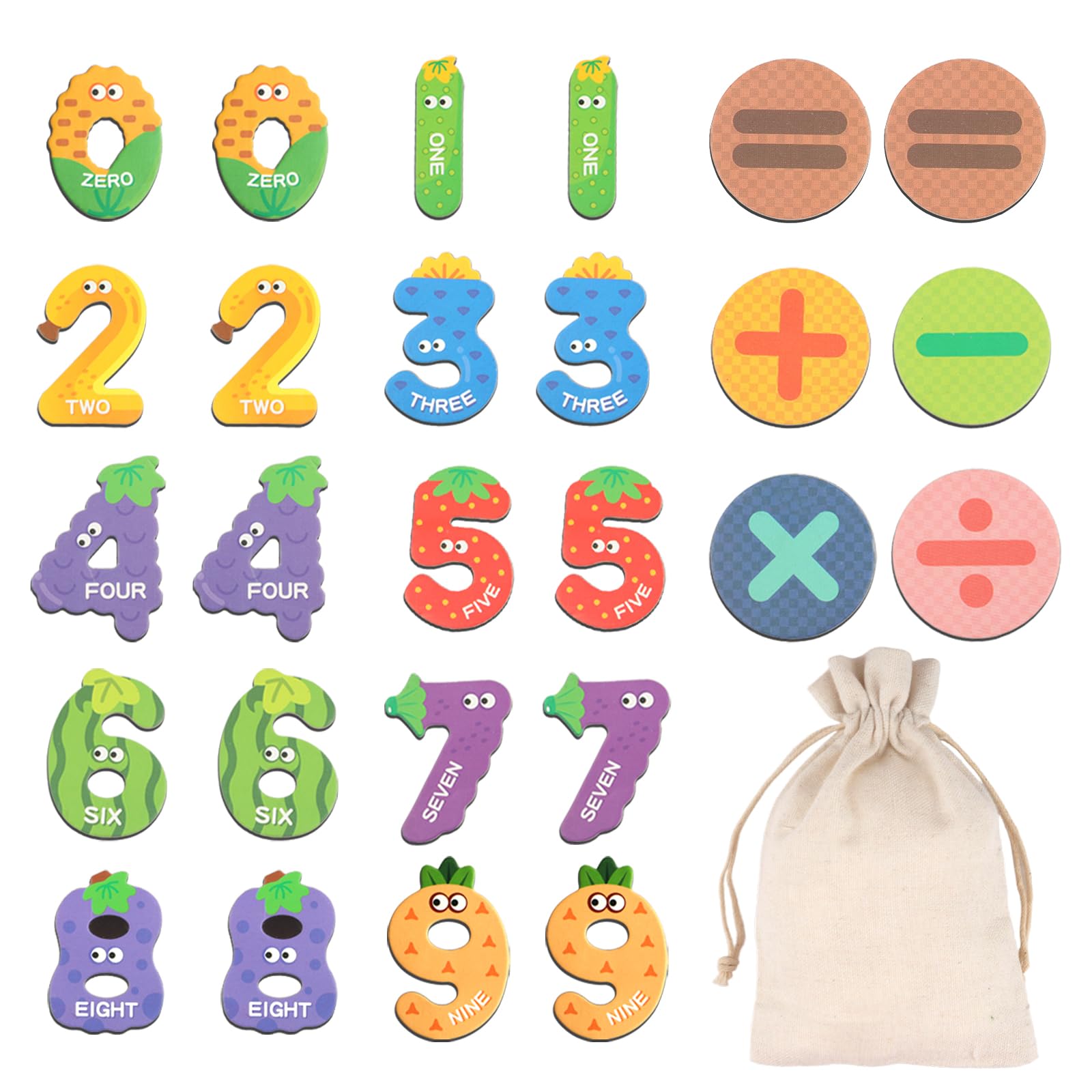 26 Pcs Magnetic Numbers,Large Fridge Magnets for Kids,Fruits Number Magnets,Educational Learning Numbers Toys Include Maths for Baby Toddler Preschool