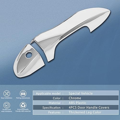 Miniatura 5 de ECCPP Fundas exteriores para manija de puerta 2014-2018 para Toyota Corolla de repuesto, 4 unidades, cromadas, exteriores para lado del conductor y