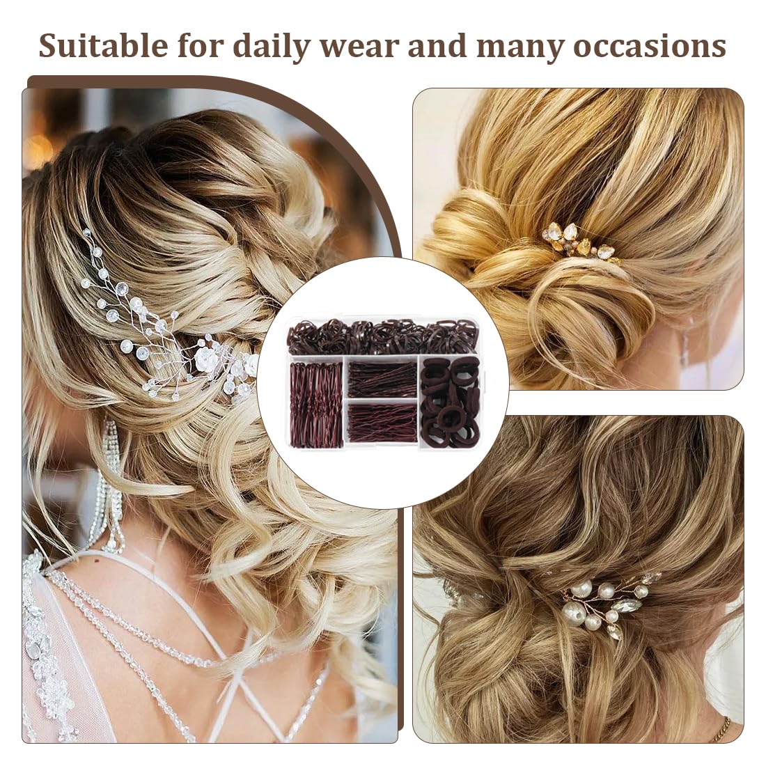 Forcine per Capelli, 300 pezzi, Cerchietti per Capelli, con Scatola, per Chignon Accessori per Acconciature, Accessorio invisibile per capelli, adatto per saloni di parrucchiere e per uso domestico