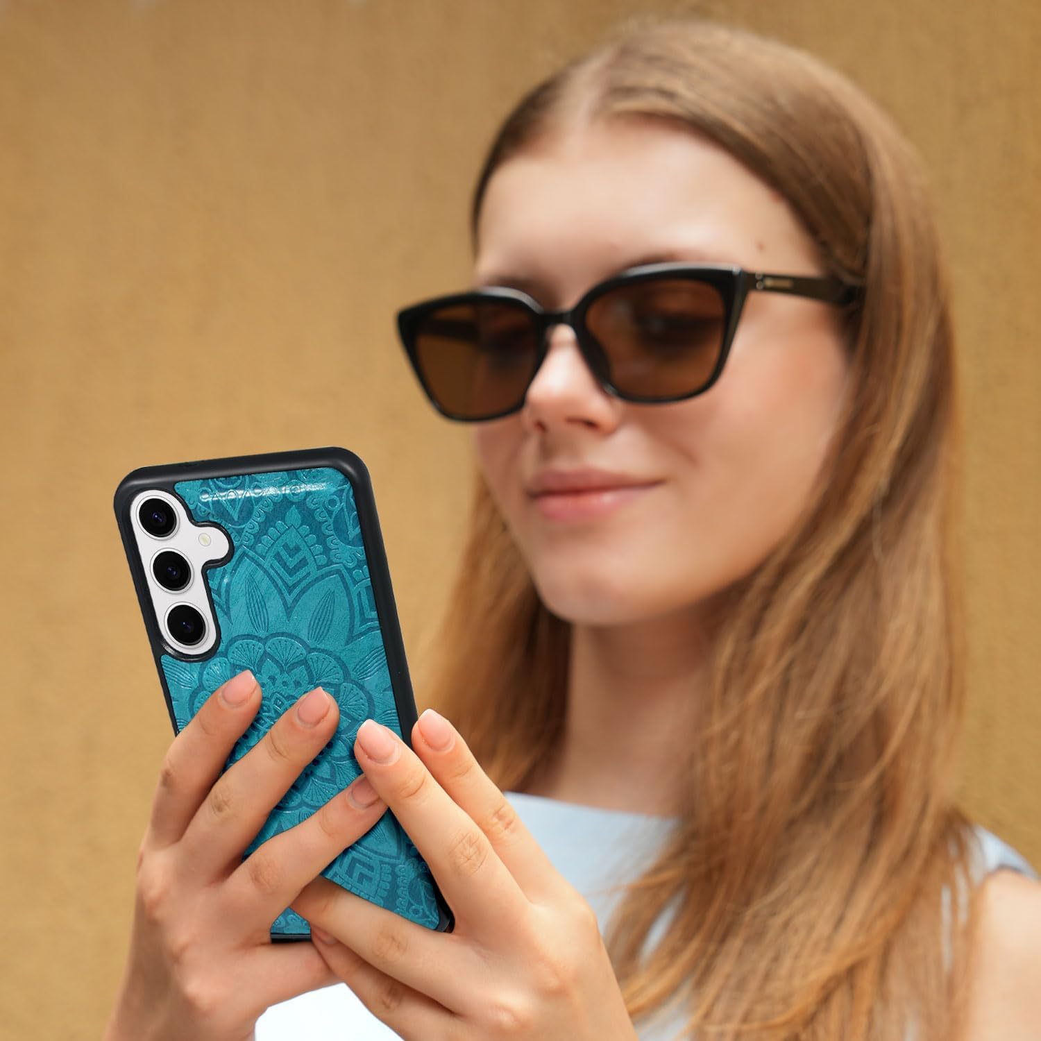 Harryshell Compatible with Samsung Galaxy S25 Wallet Case Detachable Phone Cover with Zipper Cash Coin Pocket Multi Card Slots Holder Wrist Strap Lanyard 6.2 inch (Floral Blue Green)