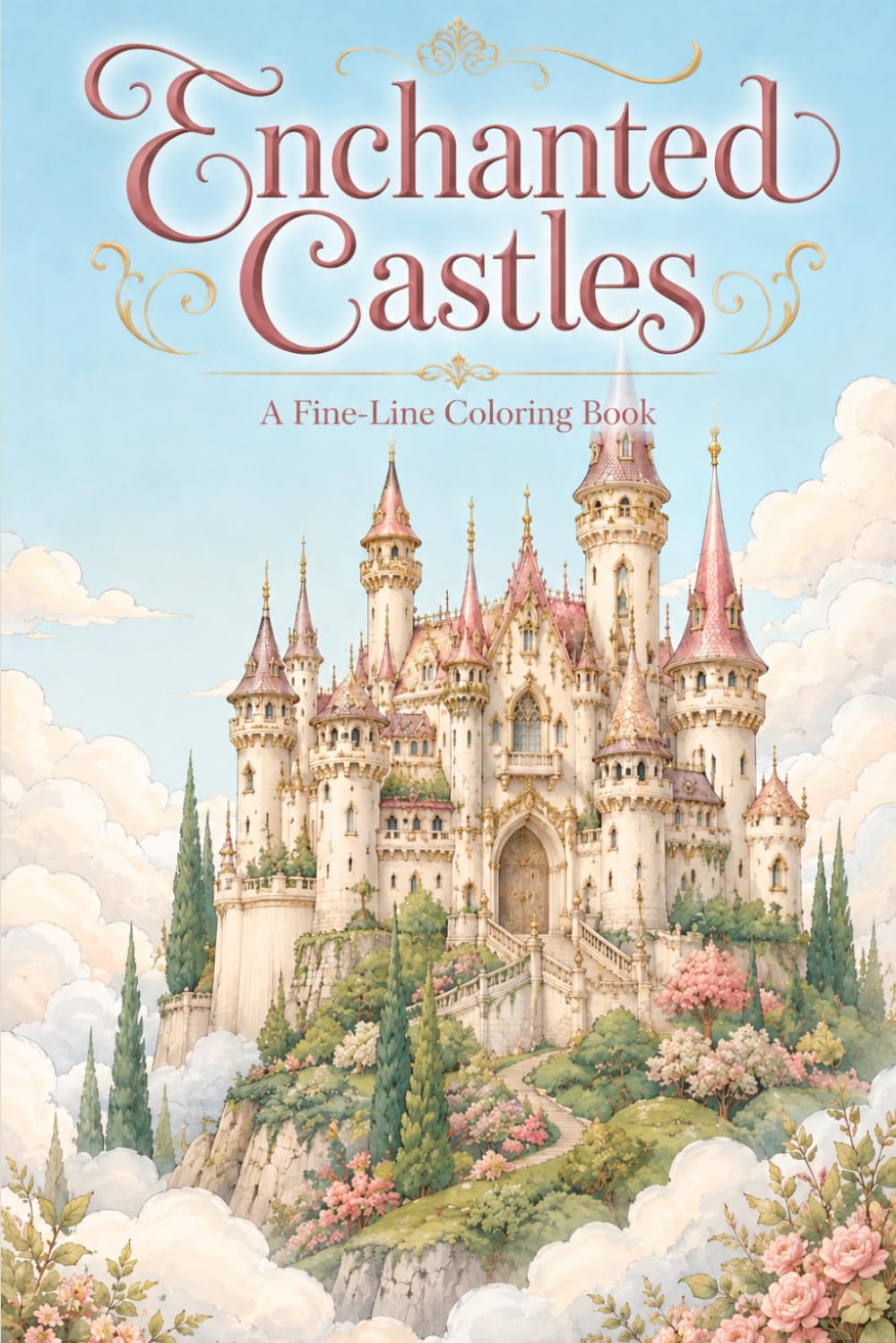 Enchanted Castles: A Fine-Line Adult Coloring Book of Enchanted Castles, Romantic Towers, Rose Gardens, Moonlit Balconies and Cottagecore Keeps — Fantasy & Romantasy Pages