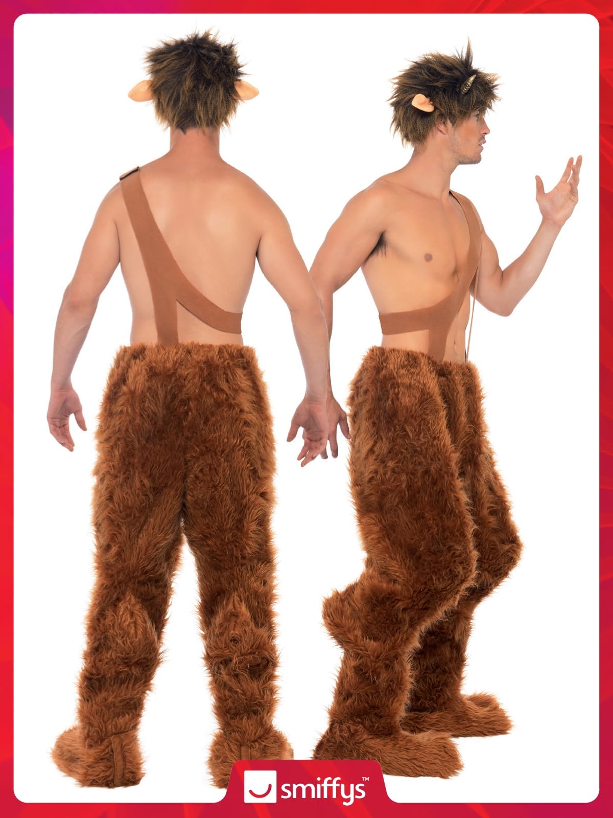 Smiffys Disfraz de fauno, pantalones, cubrezapatos y peluca Halloween, Carnaval