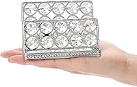 Vista 4 de Hipiwe Soporte para tarjetas de visita de cristal, soporte dorado con espejo para tarjetas de presentación, organizador de almacenamiento