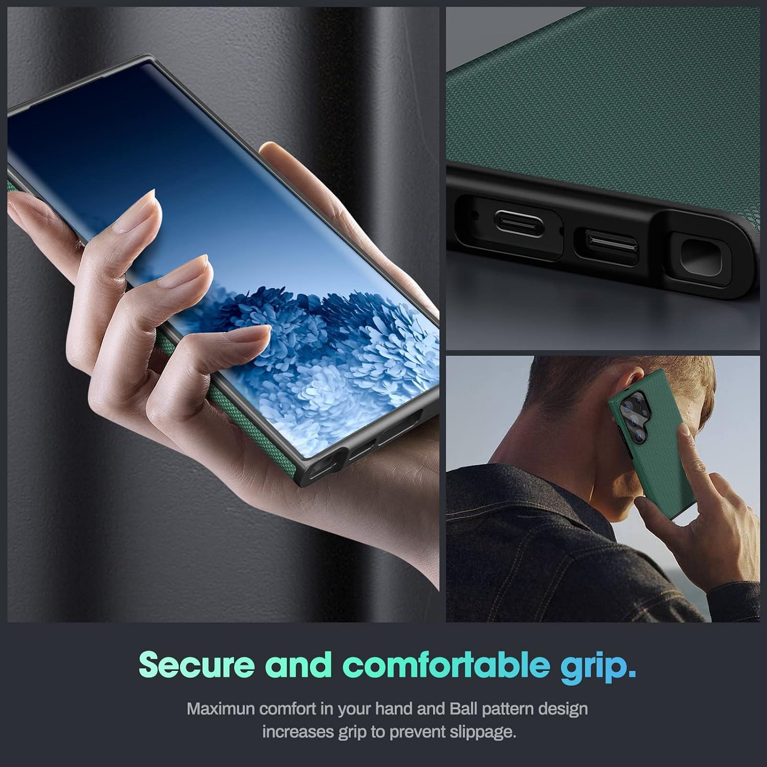 Jeluse for Samsung Galaxy S23 Ultra Case, Full Protection Shockproof Dual Layer with 2 Pcs Flexible TPU Screen Protector & 2 Pcs Camera Lens Protector, Protective Case for Galaxy S23 Ultra, Green