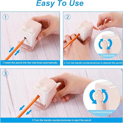 Miniatura 6 de PATIKIL Afiladora de lápices, sacapuntas de manivela manual, sacapuntas manual para aula, hogar, oficina, dibujo, estilo 3, color blanco