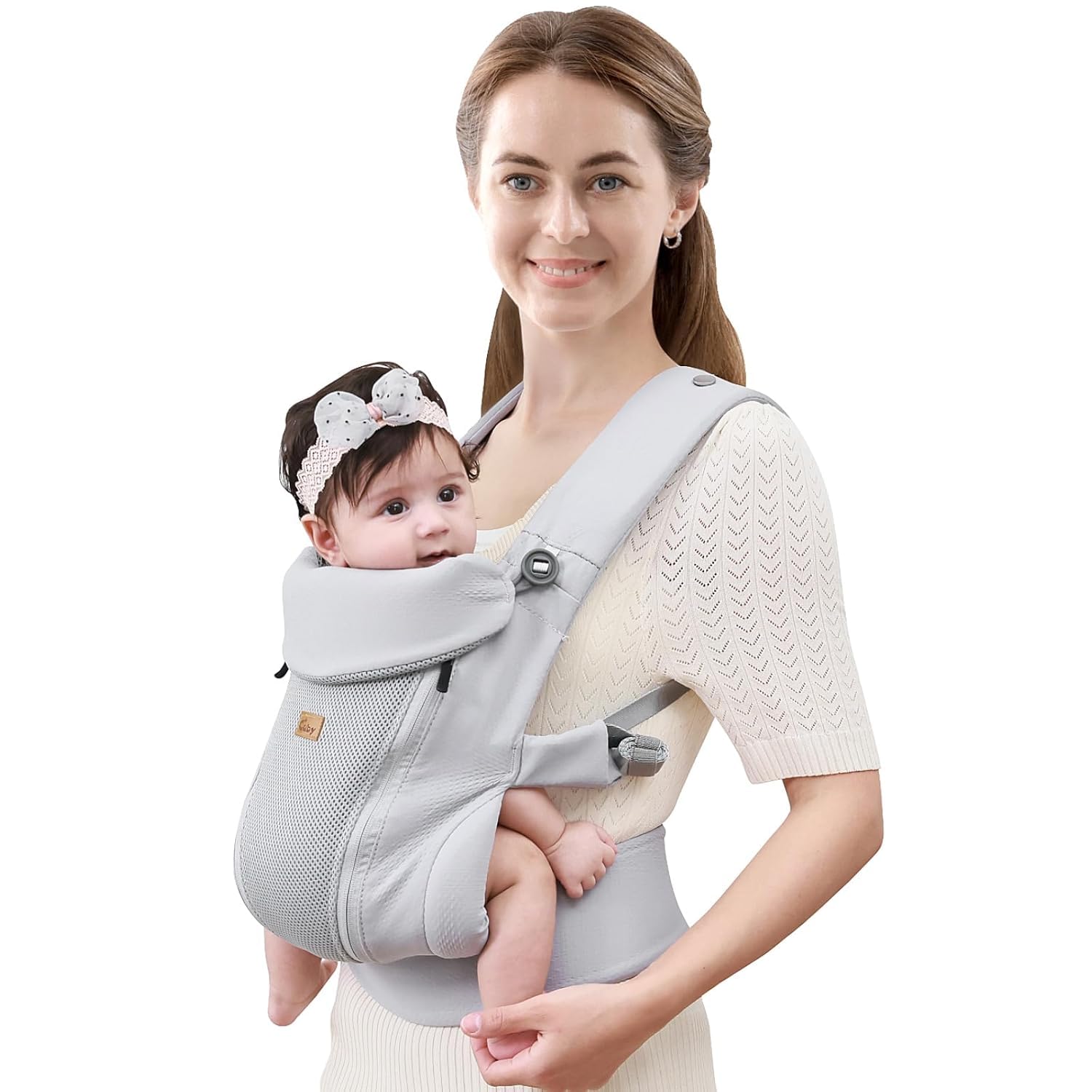 CUBY Newborn Baby Carrier with Head Support and Sunshield, Breathable & Adjustable Newborn Toddler Front Baby Carriers, Hands-Free Newborn Carrier up