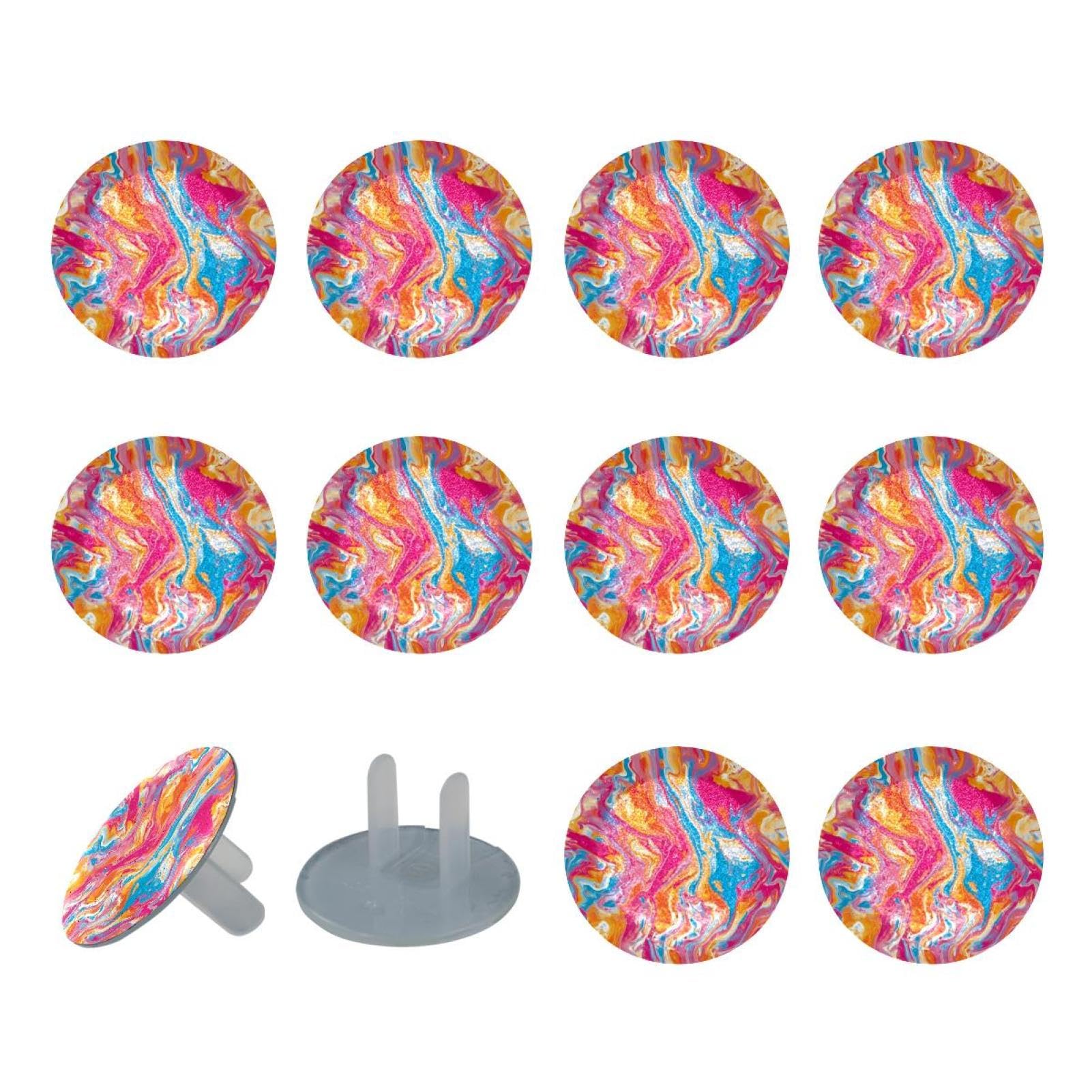 12 Pack Outlet Covers Baby Child Proofing, Colorful Marble Texture Electrical Safety Socket Caps for 2-Prong Power Wall Plate, Safety Plugs Protector Guard