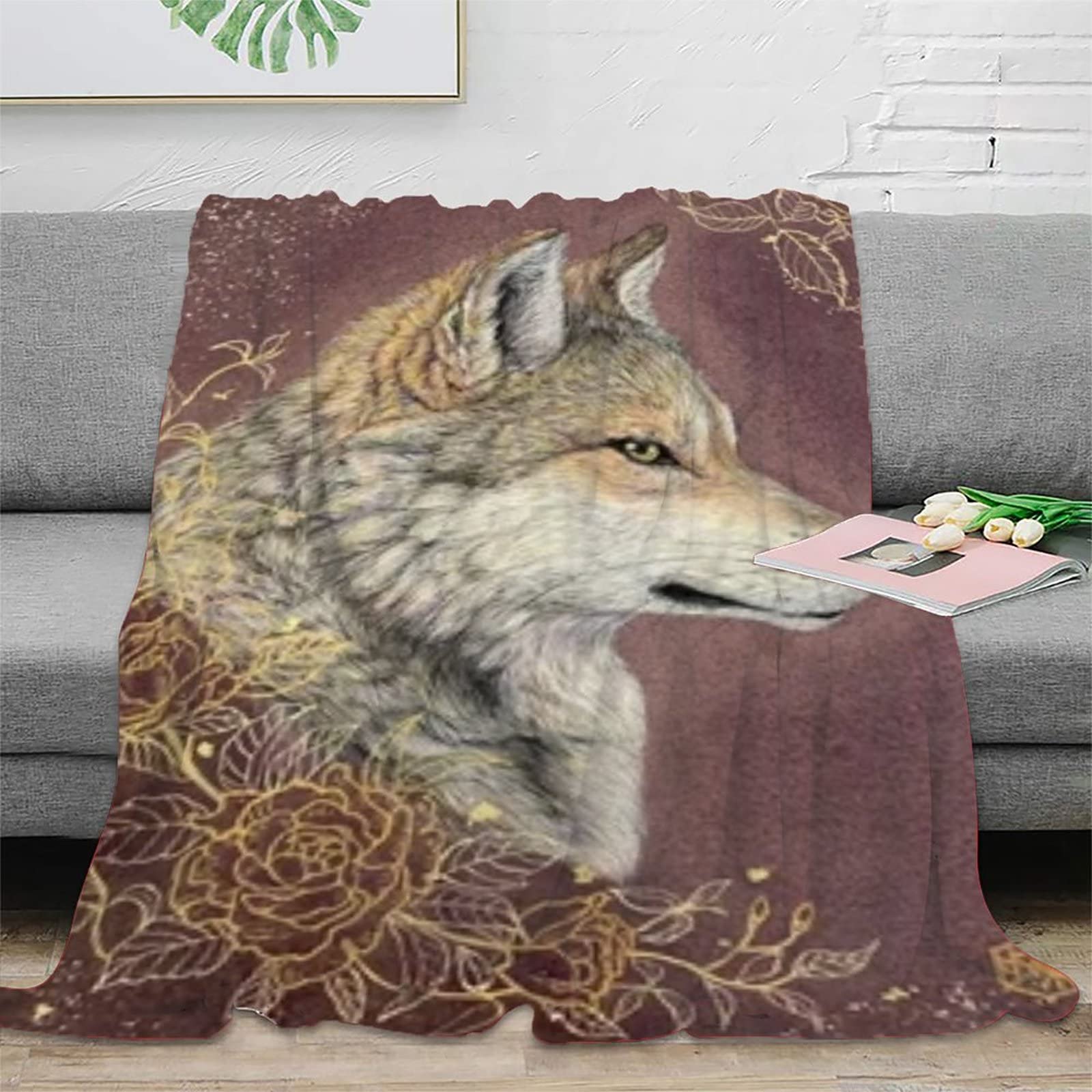 Couverture loup douce pour lits et canapes de 100x130 cm