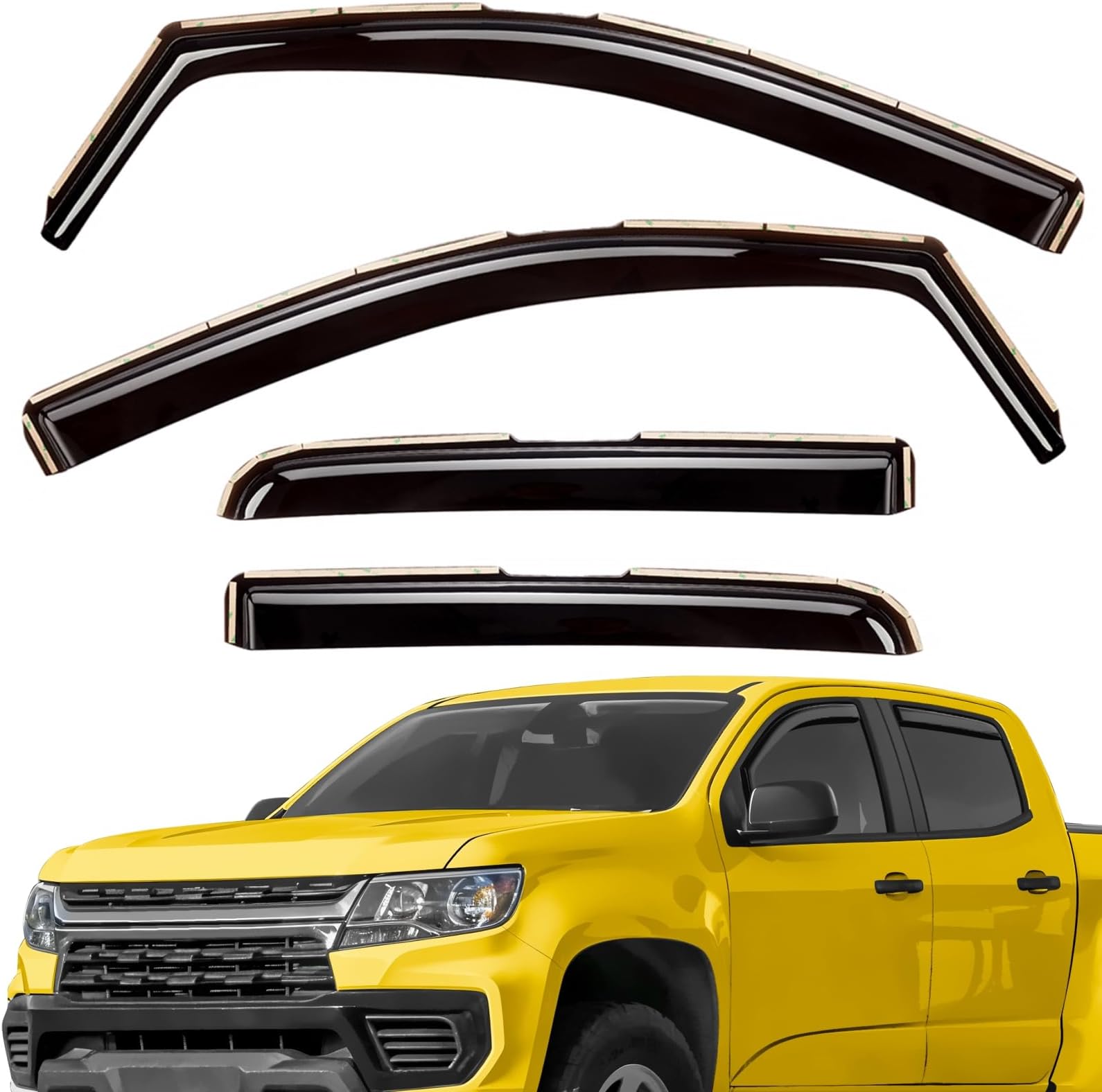 Extra Durable Window Deflectors in-Channel Window Visors Rain Guards Fit for Chevrolet (Chevy) Colorado 2015-2022 Crew Cab, Sun Visors, Wind Vent for Shades, Exterior Car Accessories - 4pcs. AG0275