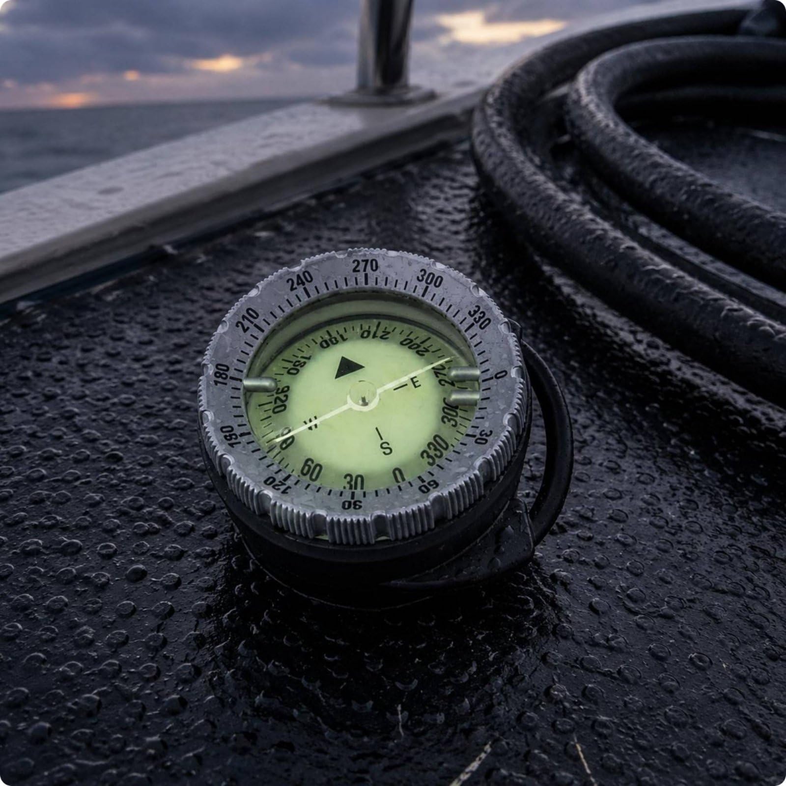 Boussole de Plongée Nautique sous-Marin Direction Navigation Liquide Boîtier Rotatif Orientation Précise Fixation Tuyau Lecture Immédiate Cadran Clair, Bleu
