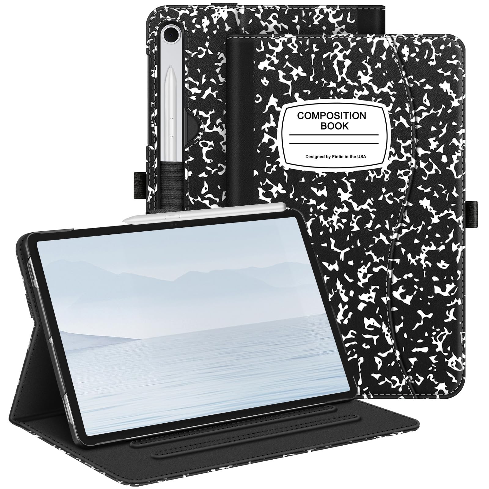 FINTIE Fintie Case for Samsung Galaxy Tab S9 FE 5G 10.9 Inch/Galaxy Tab S9 11 Inch 2023, Multi-Angle Viewing Protective Cover with Pocket, Auto Sleep/Wake, Composition Book