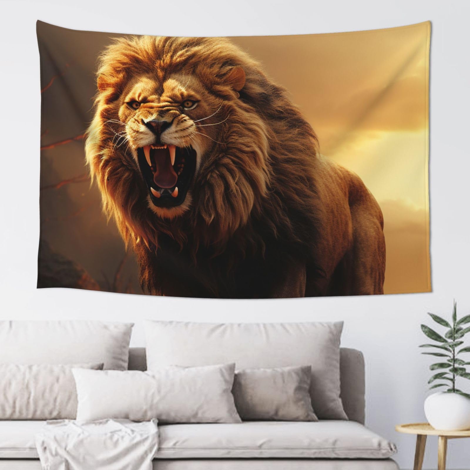 FodPand Angry Roaring Lion Tapestry for Bedroom Aesthetic, Wall Hanging Tapestries Art Decor Backdrop Wall Tapestry for Dorm Living Room Funny Poster Party Banner Background 40" X 60"